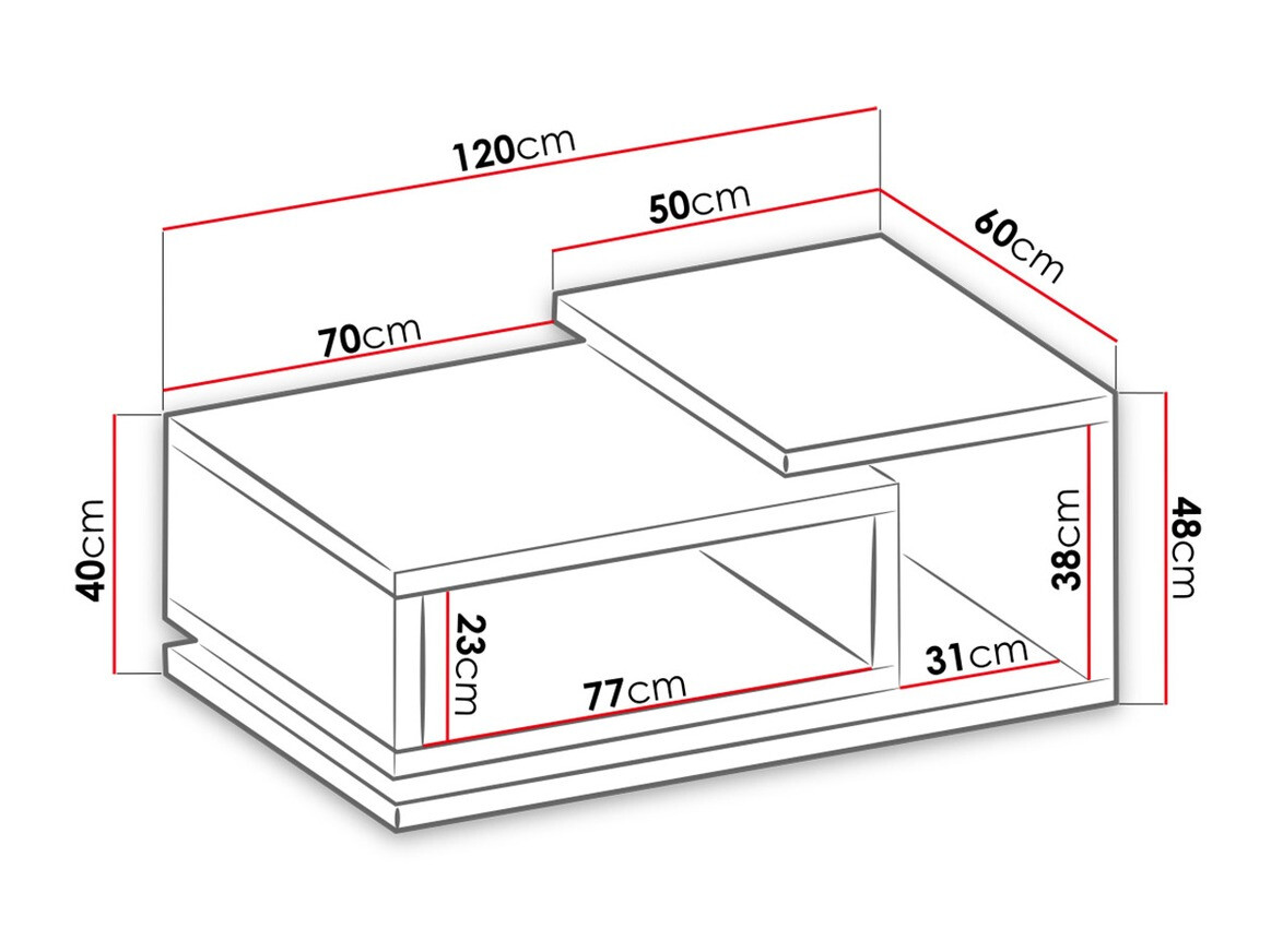 Mesa de centro Lutiva 104 (Madera gris + Abeto oscuro)