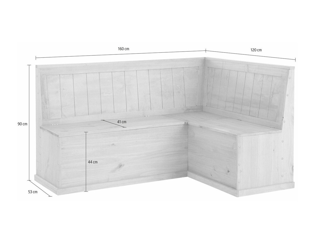 Banco esquinero Cirfeli 104 (Blanco + Pino)