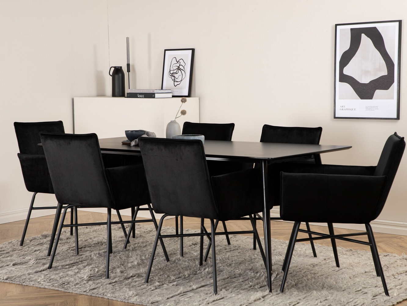 Conjunto de comedor Dallas 2677 (Negro)
