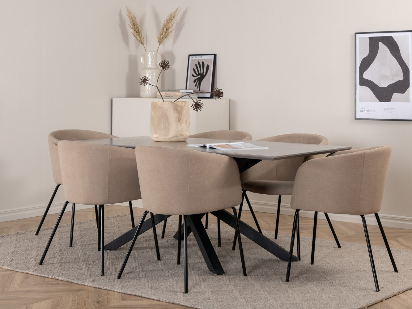 Conjunto de comedor Dallas 3036 (Beige + Negro)