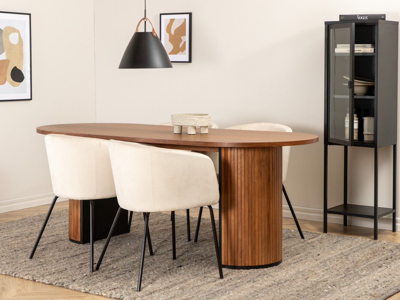 Conjunto de mesas y sillas para comedor Dallas 2749 (Crema + Negro)