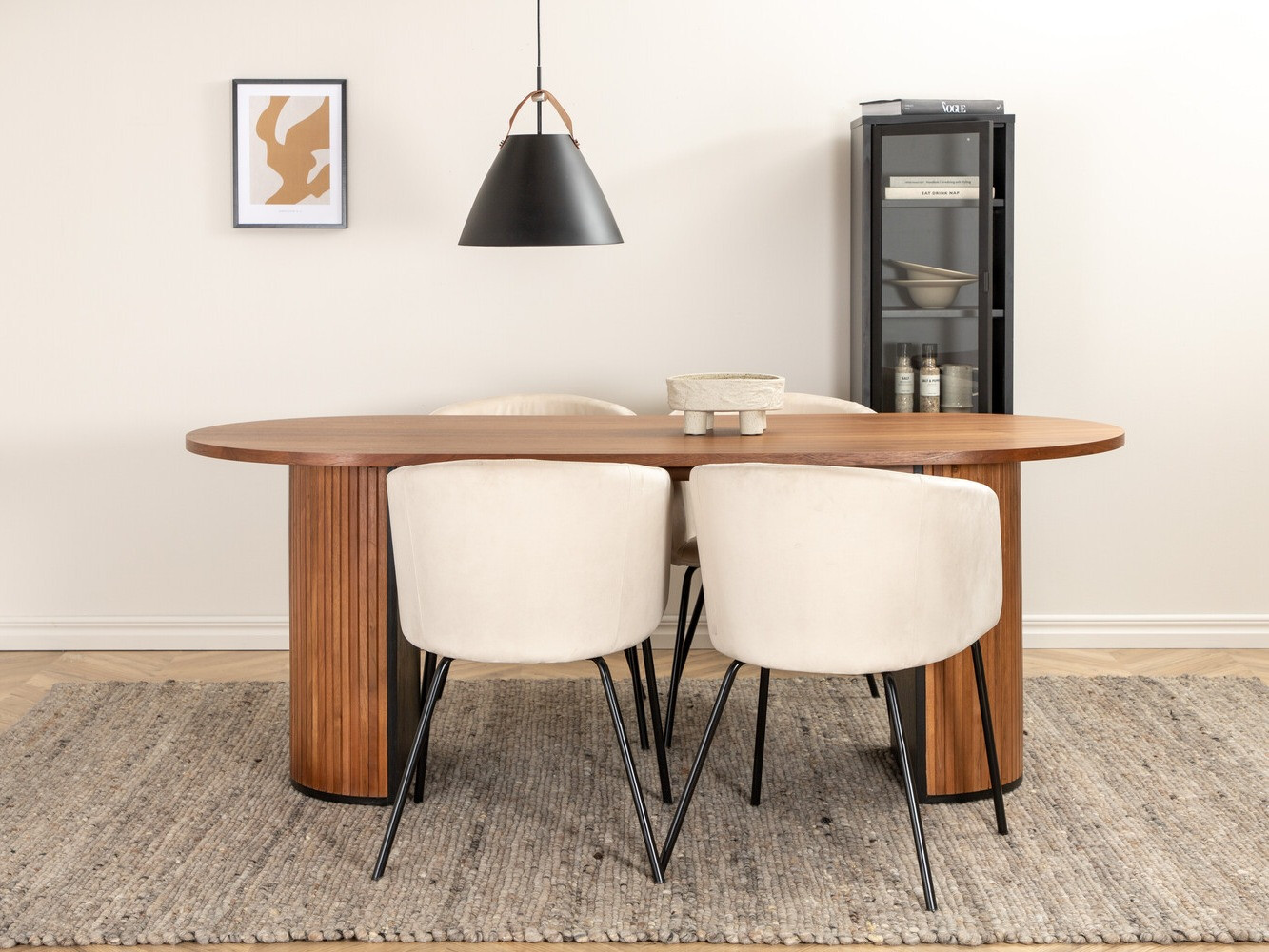 Conjunto de mesas y sillas para comedor Dallas 2749 (Crema + Negro)