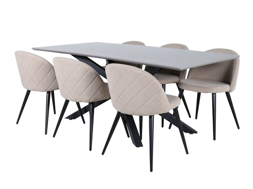 Conjunto de mesas y sillas para comedor Dallas 3035 (Beige + Negro)