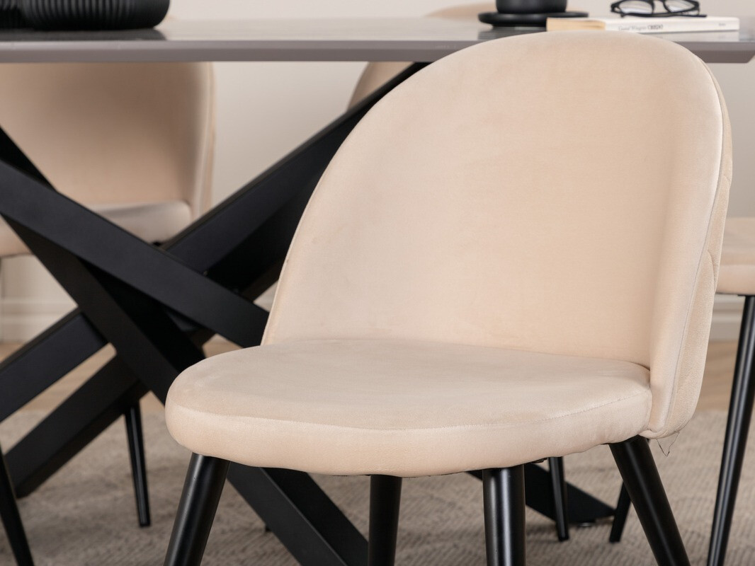 Conjunto de mesas y sillas para comedor Dallas 3035 (Crema + Negro)