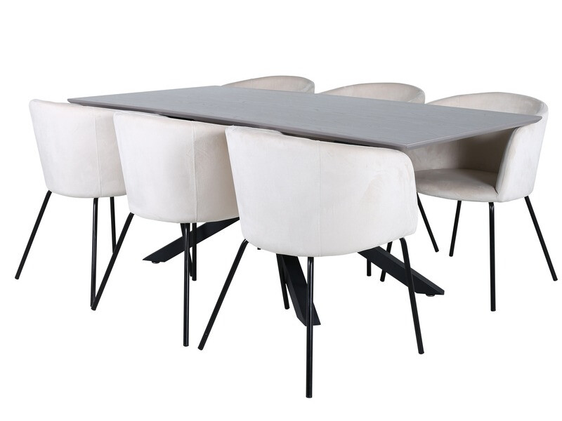 Conjunto de mesas y sillas para comedor Dallas 3036 (Crema + Negro)