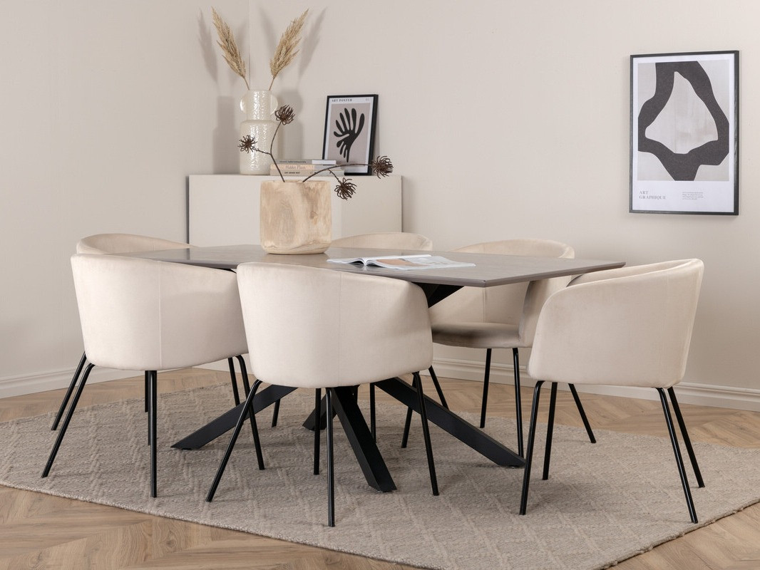Conjunto de mesas y sillas para comedor Dallas 3036 (Crema + Negro)