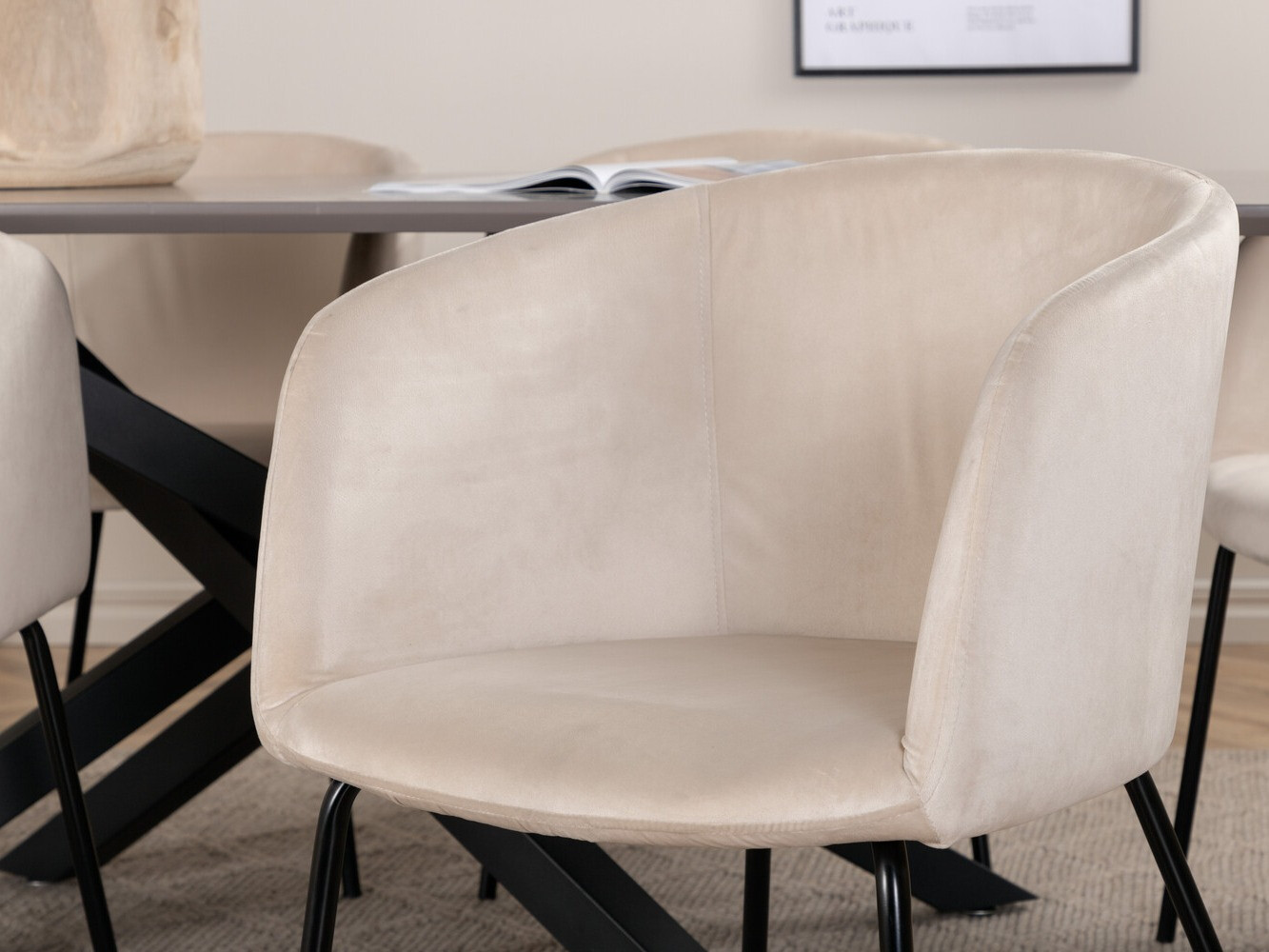 Conjunto de mesas y sillas para comedor Dallas 3036 (Crema + Negro)