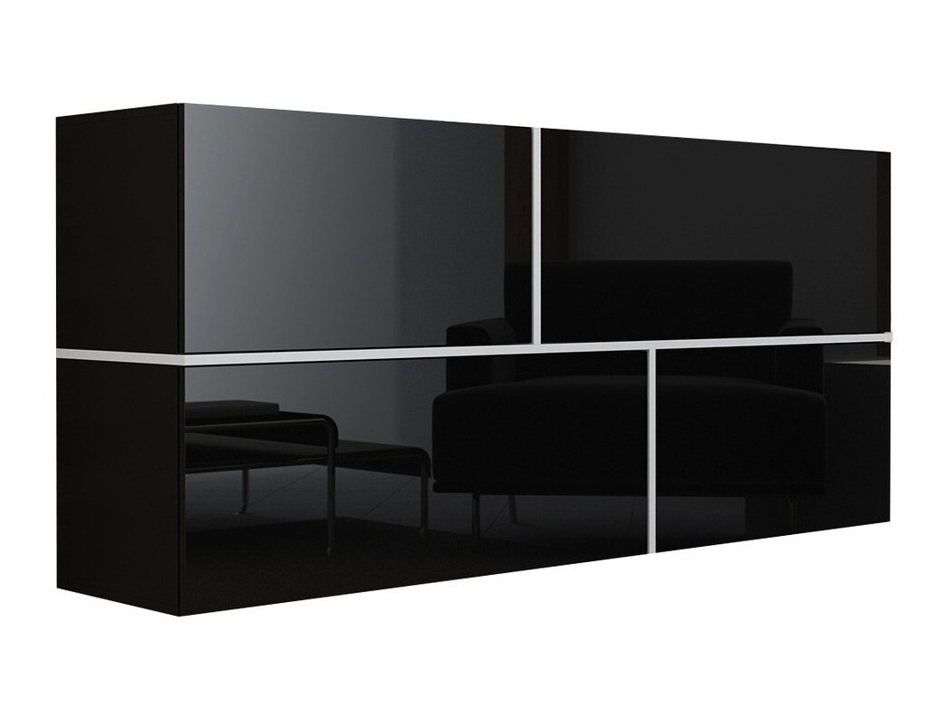 Armario de pared Charlotte 100 (Negro + Negro brillante + Blanco)