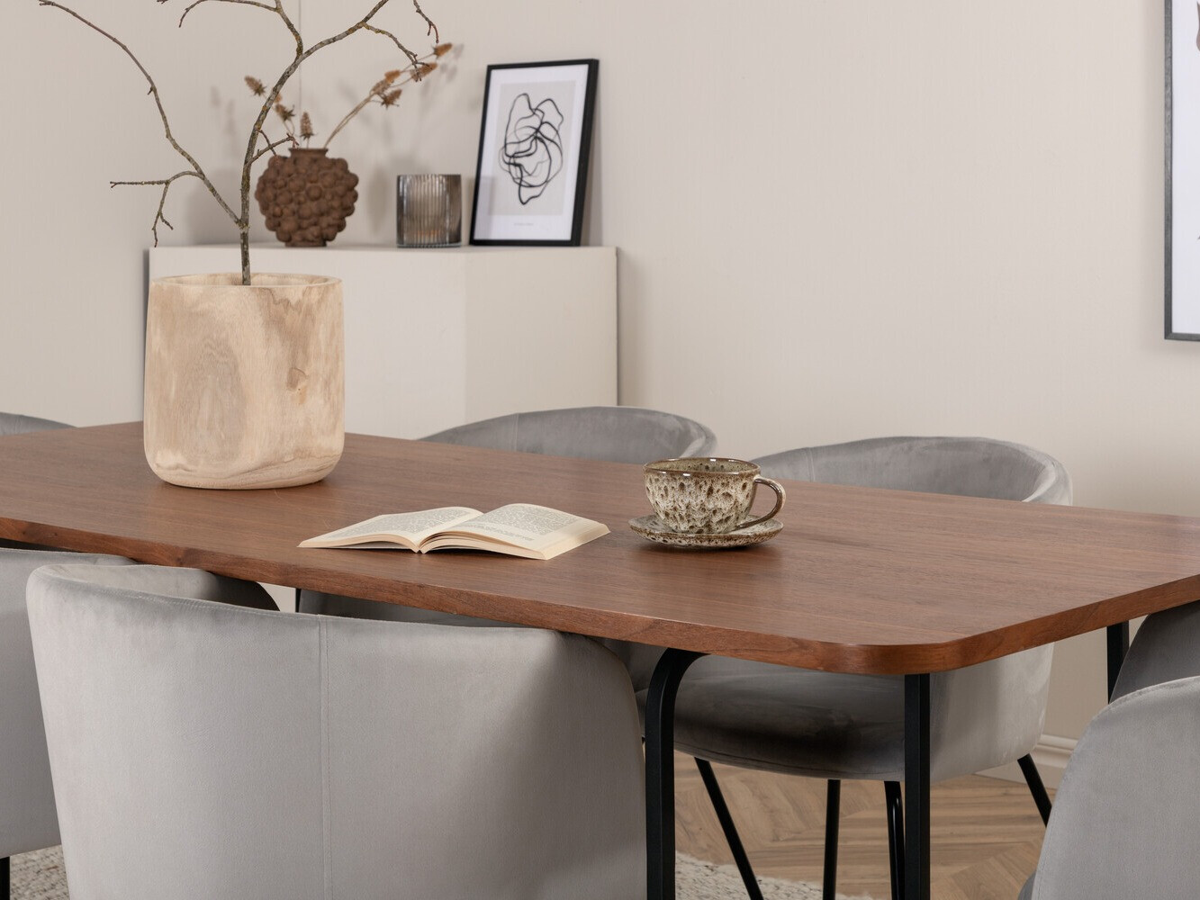 Conjunto de comedor Dallas 2793 (Gris + Negro)