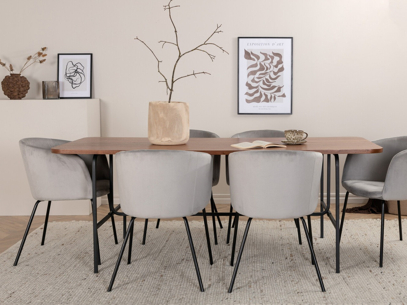 Conjunto de mesas y sillas para comedor Dallas 2793 (Gris + Negro)