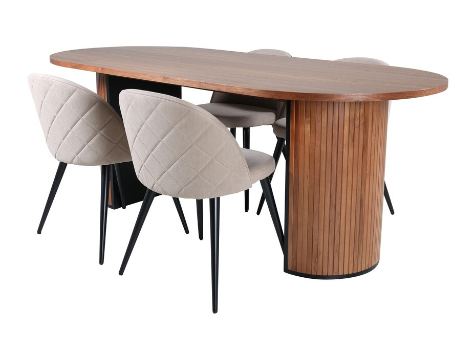 Conjunto de mesas y sillas para comedor Dallas 2764 (Beige + Negro)