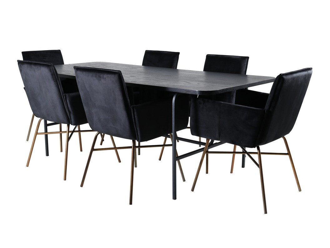 Conjunto de mesas y sillas para comedor Dallas 2788 (Negro + Cobre)