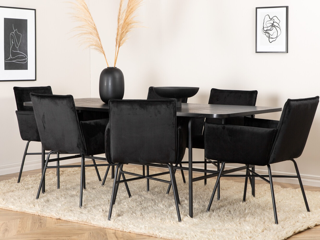 Conjunto de mesas y sillas para comedor Dallas 2788 (Negro)