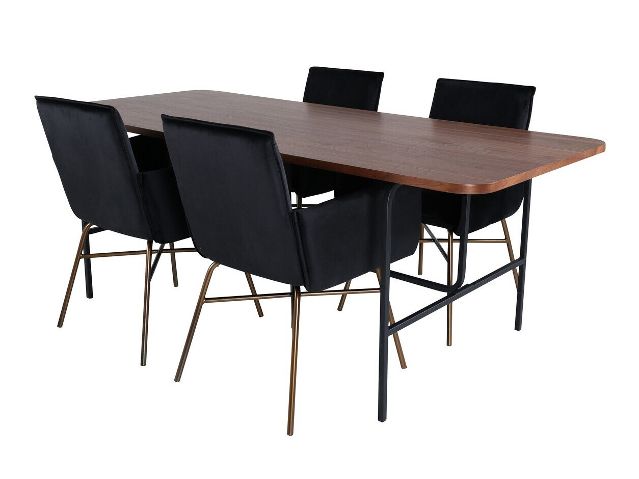 Conjunto de mesas y sillas para comedor Dallas 2789 (Negro + Cobre)