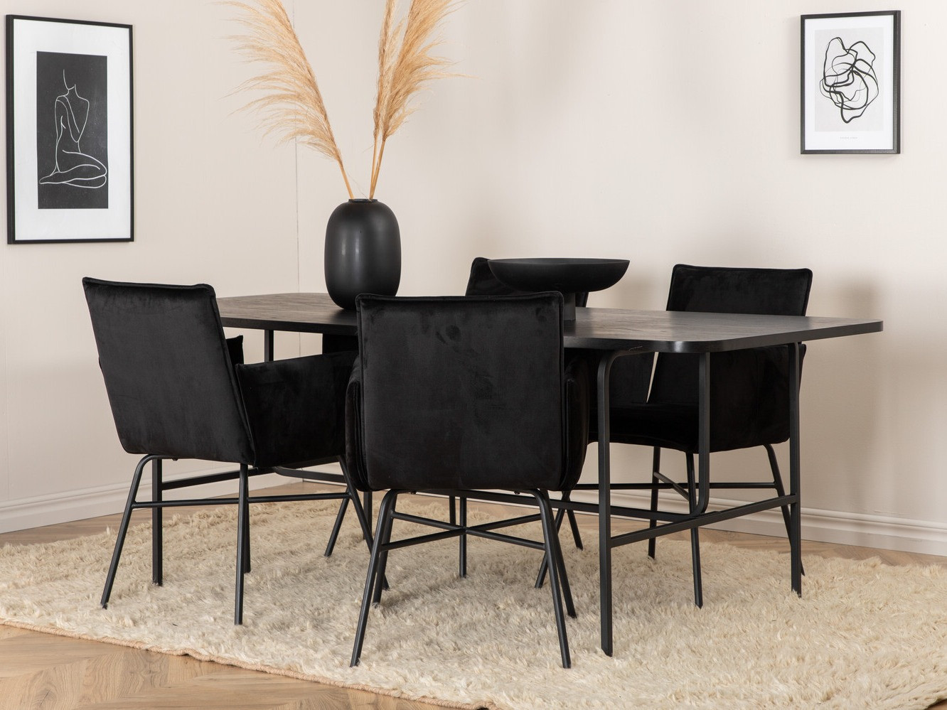 Conjunto de mesas y sillas para comedor Dallas 2789 (Negro)