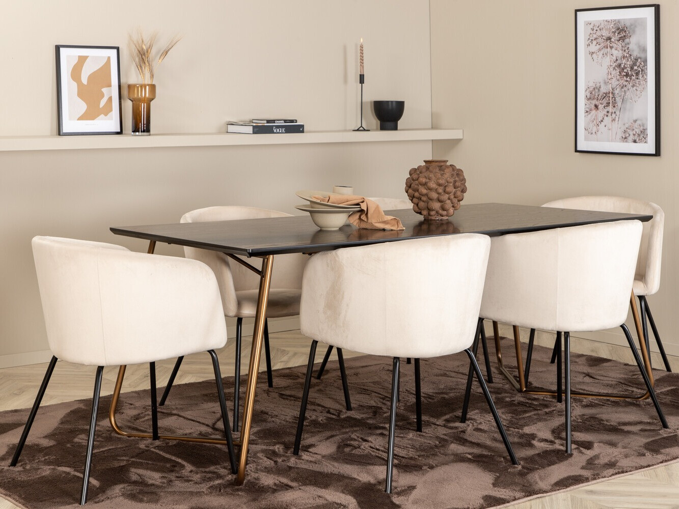 Conjunto de mesas y sillas para comedor Dallas 4191 (Crema + Negro)