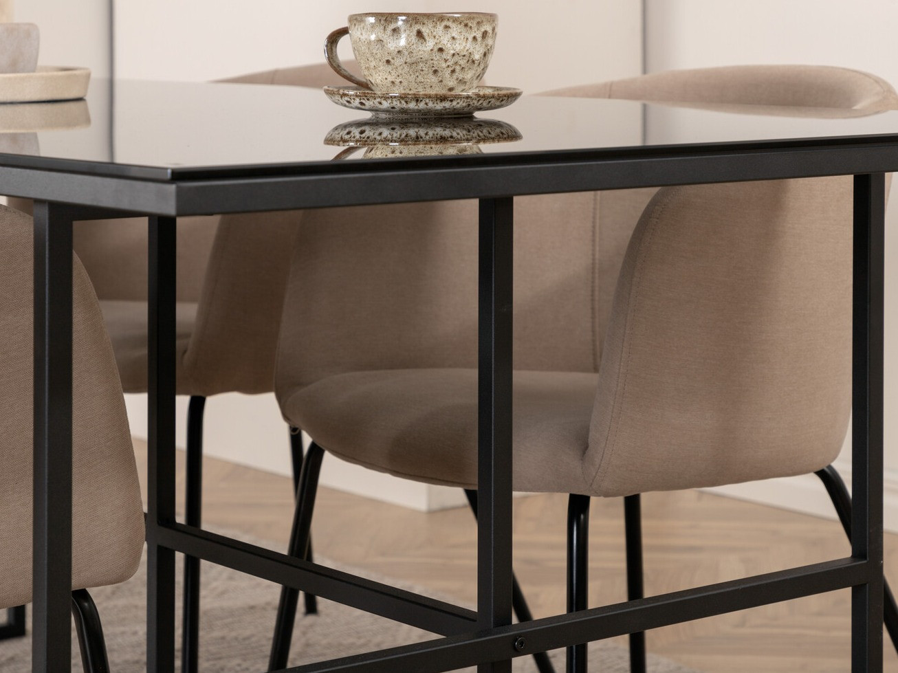 Conjunto de mesas y sillas para comedor Dallas 3044 (Crema + Negro)