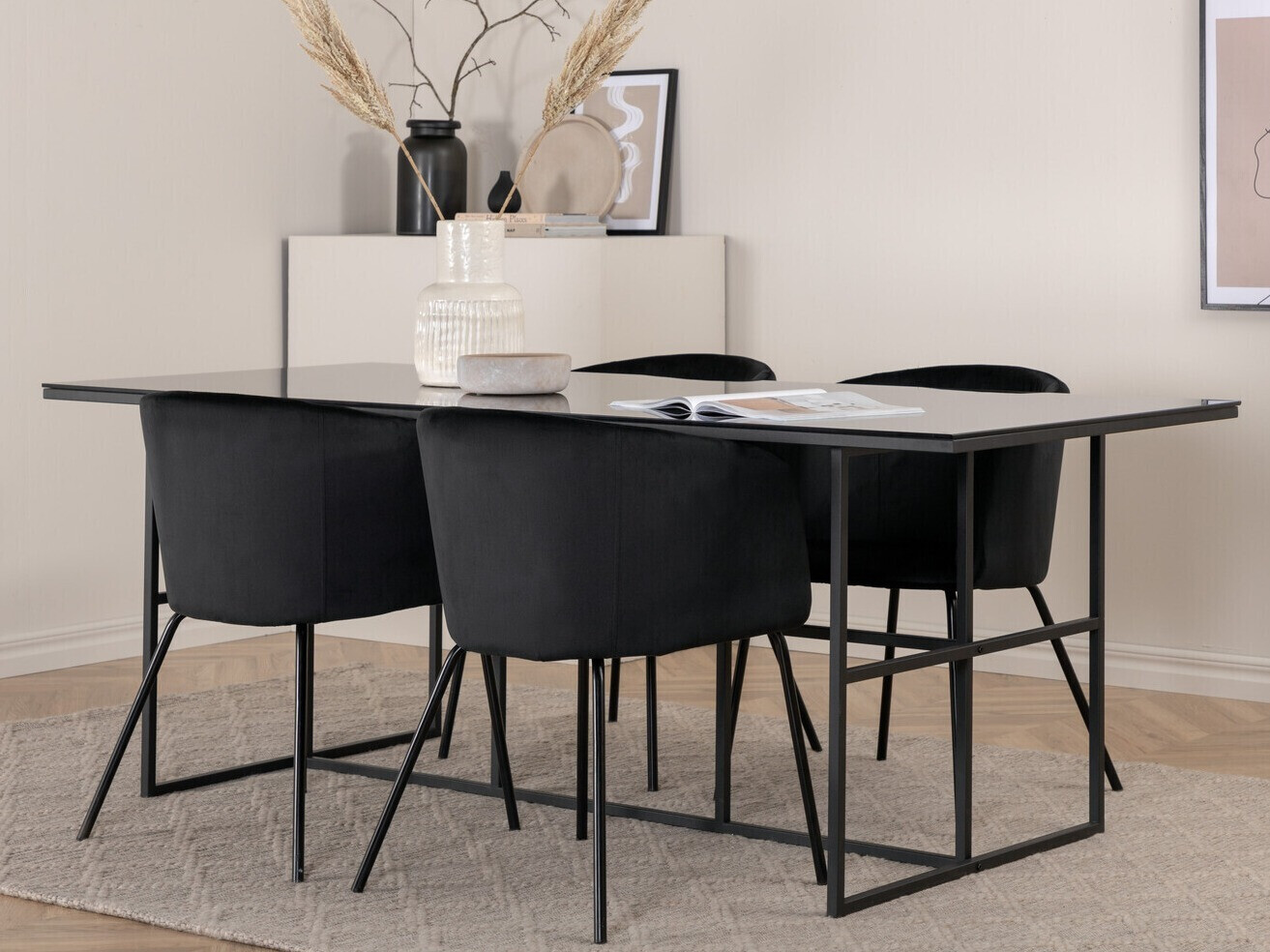 Conjunto de mesas y sillas para comedor Dallas 3044 (Negro)