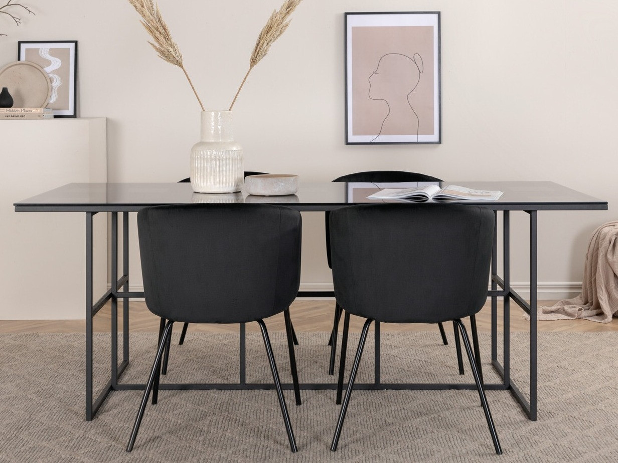 Conjunto de mesas y sillas para comedor Dallas 3044 (Negro)