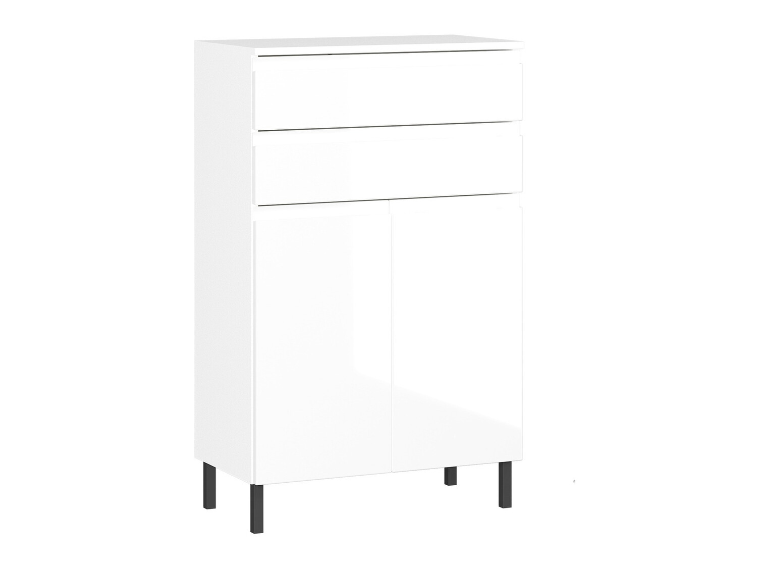 Armario de pie para baño Talmira 104 (Blanco + Blanco brillante)