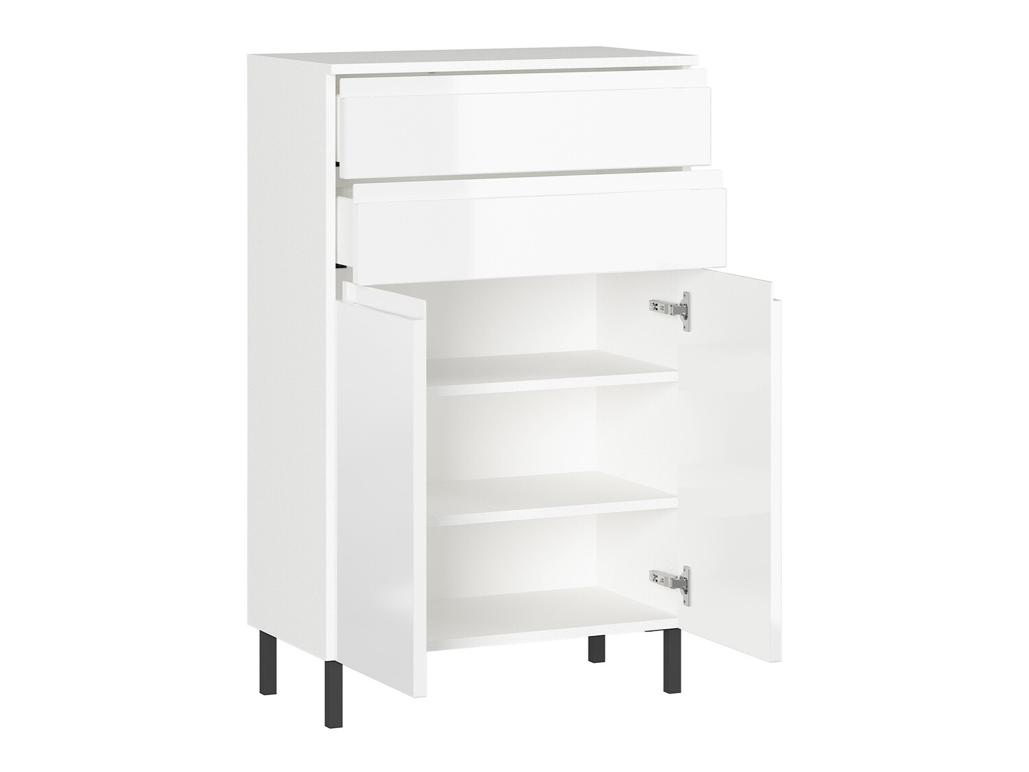 Armario de pie para baño Talmira 104 (Blanco + Blanco brillante)