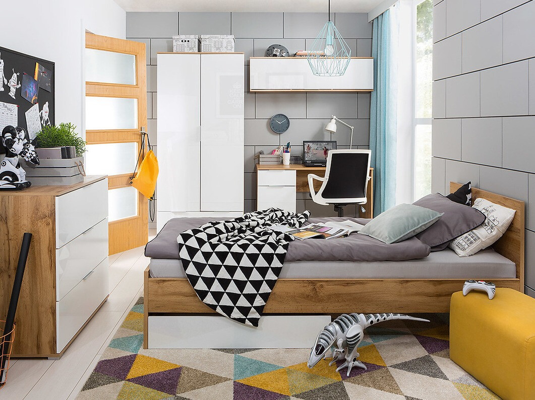 Armario Tivetra 111 (Roble wotan + Blanco brillante)