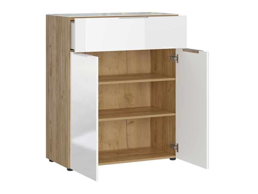 Cómoda Sacramento 301 (Navarra roble + Blanco brillante)