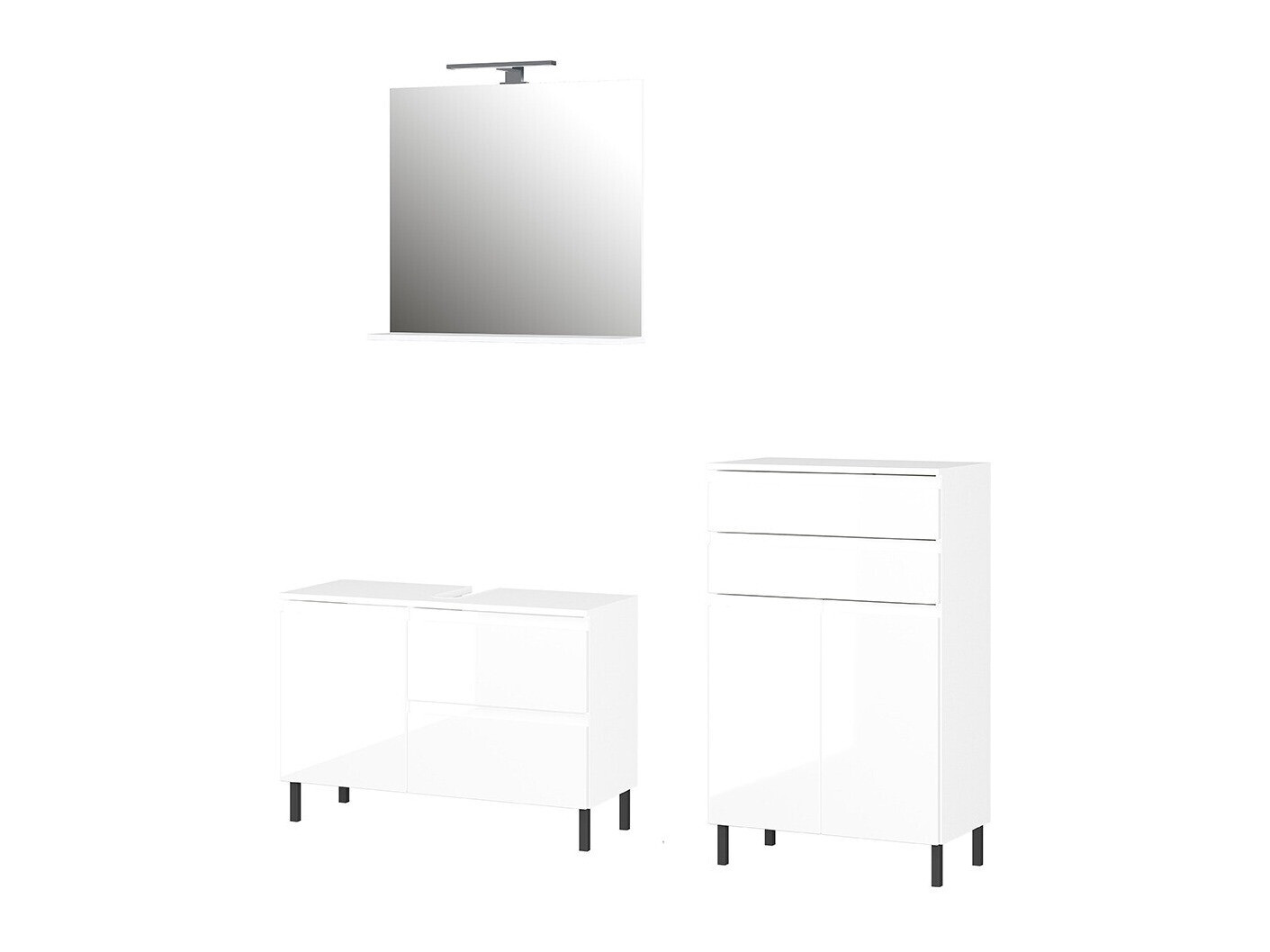 Conjunto de mueble de baño Talmira 109 (Blanco + Blanco brillante)