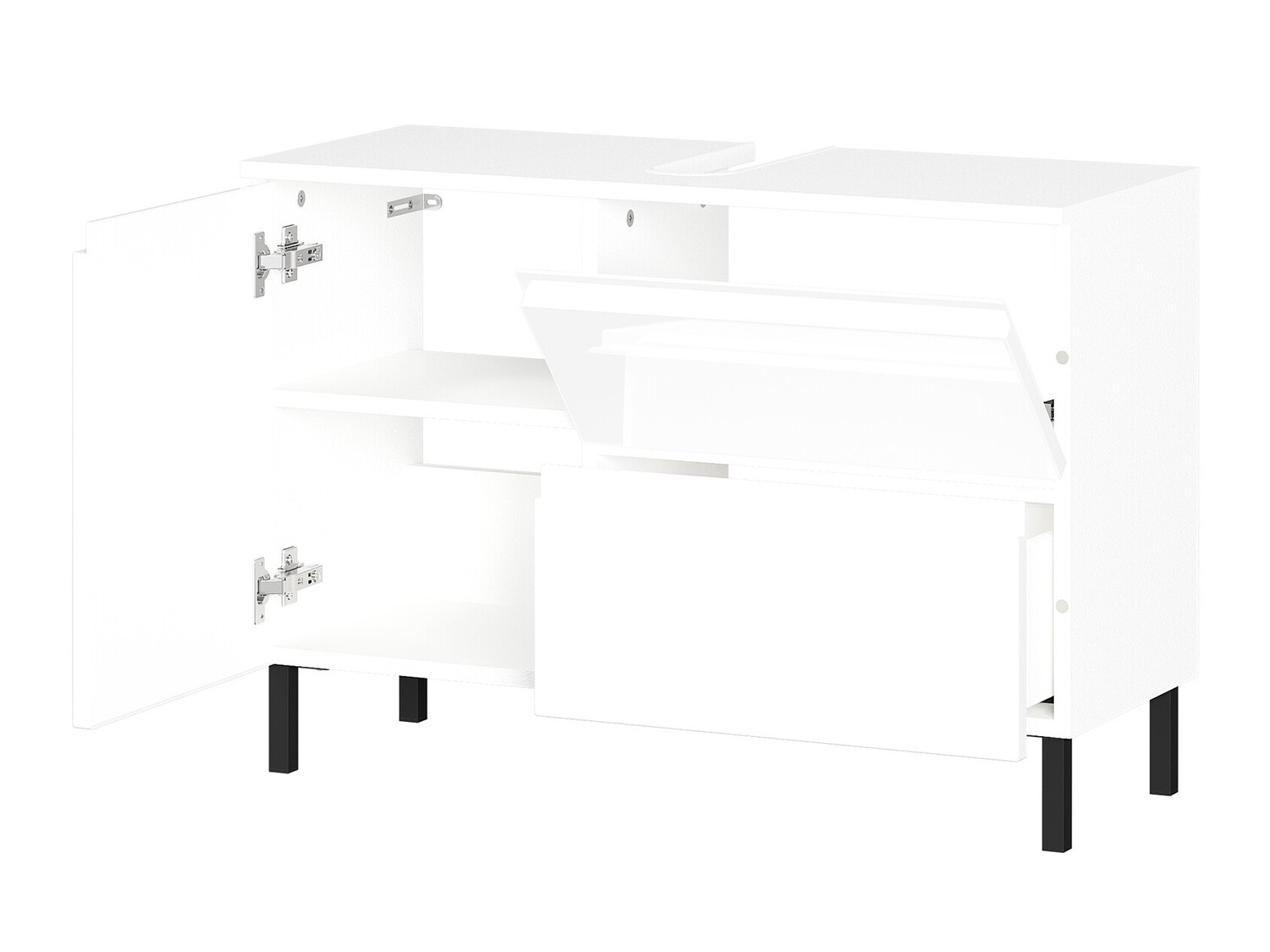 Conjunto de mueble de baño Talmira 109 (Blanco + Blanco brillante)