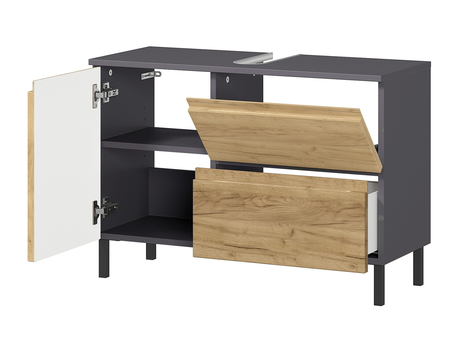 Conjunto de mueble de baño Talmira 109 (Grafito + Roble nieto)