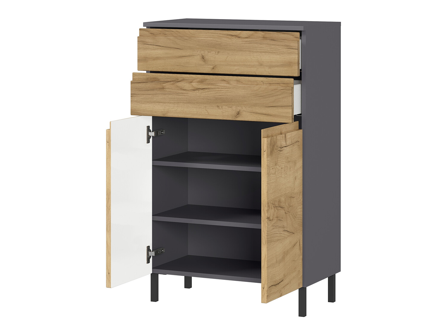 Conjunto de mueble de baño Talmira 109 (Grafito + Roble nieto)