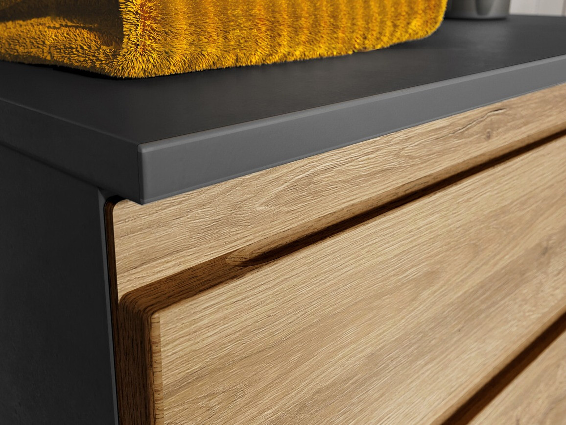 Conjunto de mueble de baño Talmira 109 (Grafito + Roble nieto)