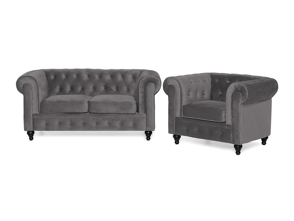 Chesterfield conjunto de muebles tapizado Manor House Ophfenu 102 (Gris oscuro)