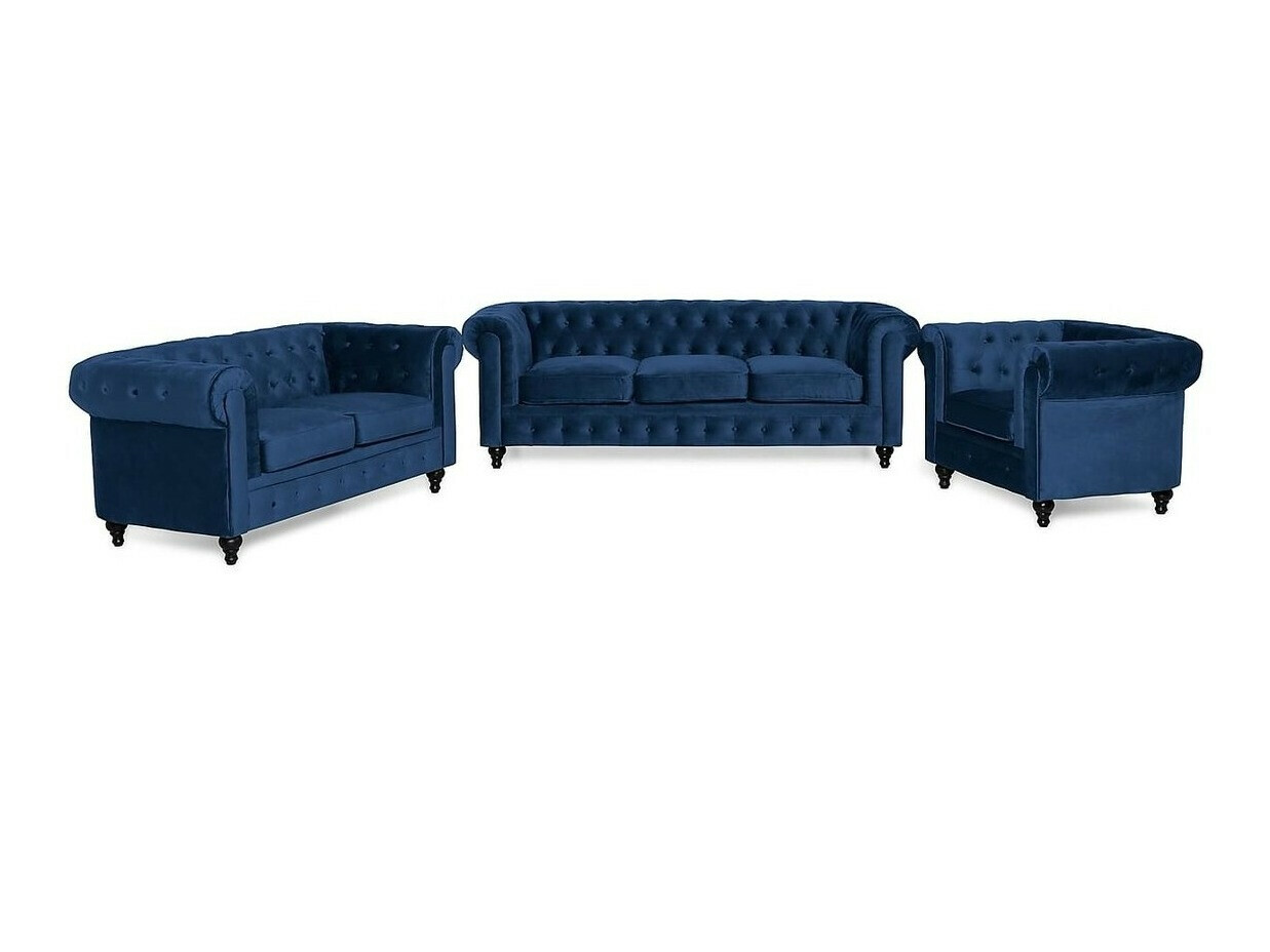 Chesterfield conjunto de muebles tapizado Manor House Ophfenu 110 (Azul)
