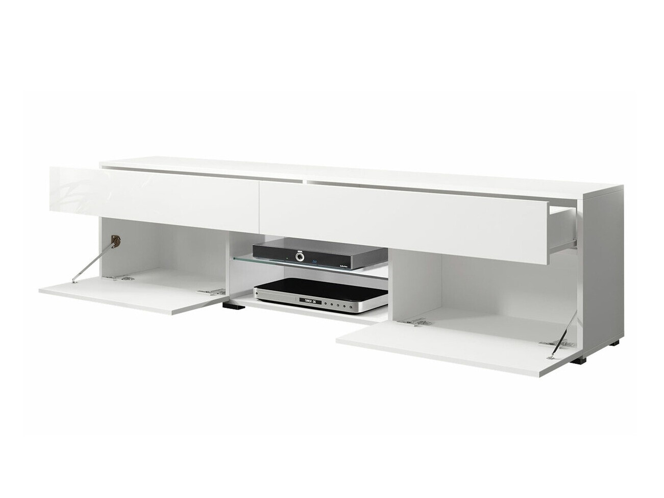 Mueble TV Sarasota 134 (Blanco + Blanco brillante)