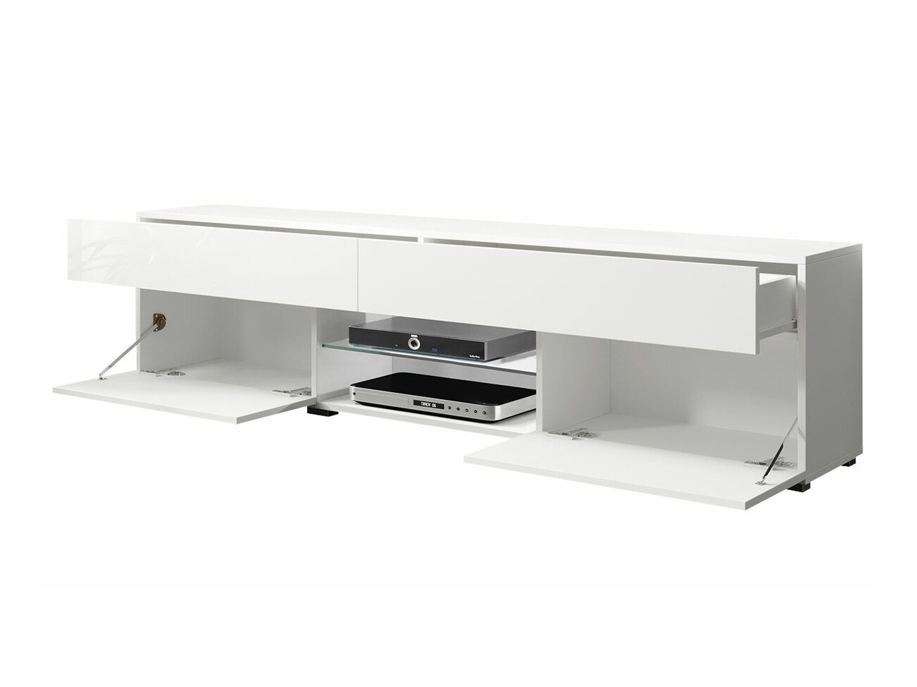 Mueble TV Sarasota 134 (Blanco + Blanco brillante)