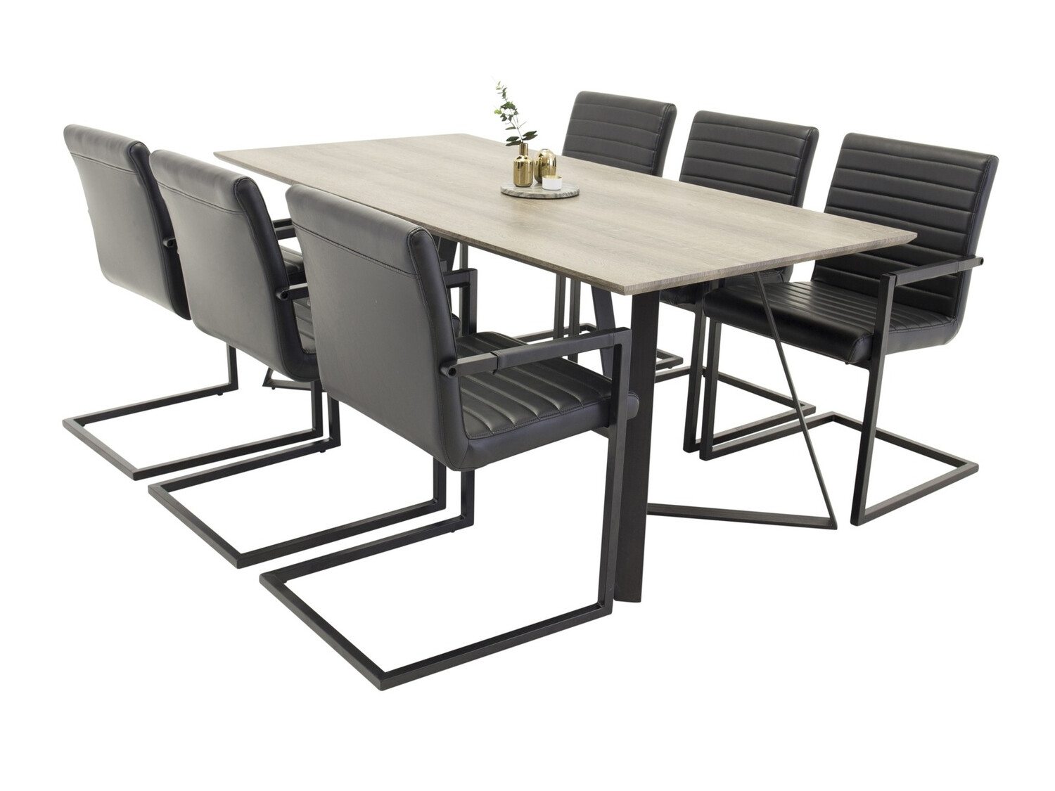 Conjunto de mesas y sillas para comedor Dallas 1349 (Negro)