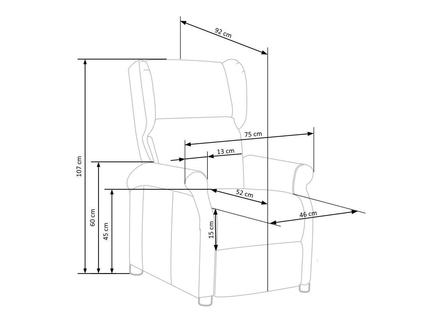 Sillón reclinable Houston 854 (Gris)