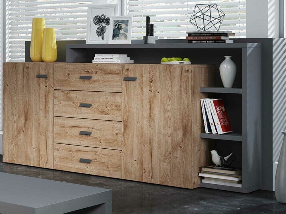 Cómoda Lutiva 106 (Antracita + Ribbeck roble)