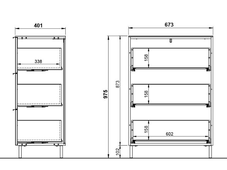 Cómoda Revteno 107 (Grafito + Navarra roble)