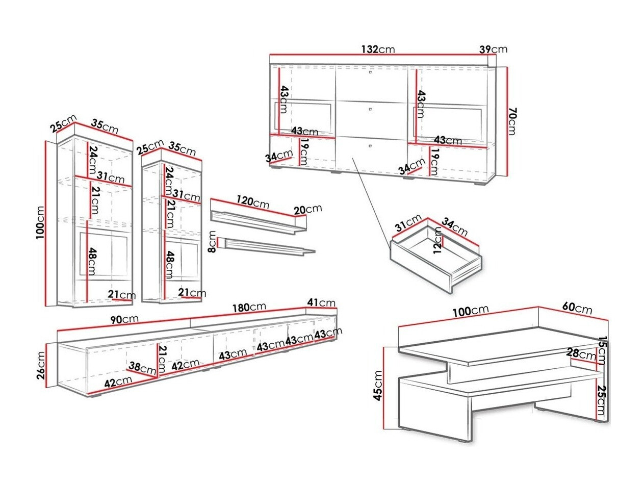 Conjunto de salón Serodeu 104 (Hormigón oscuro)