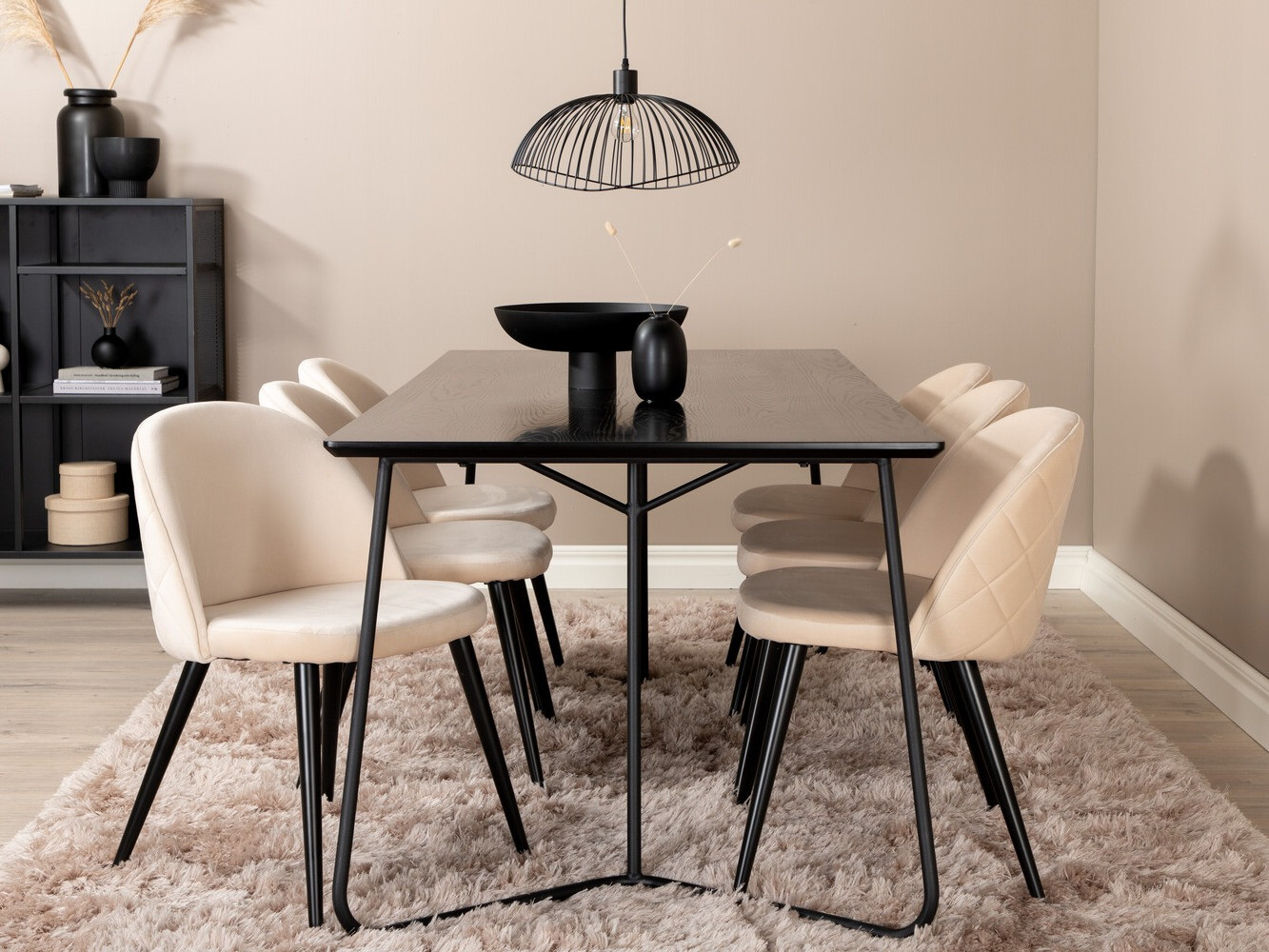 Conjunto de mesas y sillas para comedor Dallas 2723 (Beige + Negro)