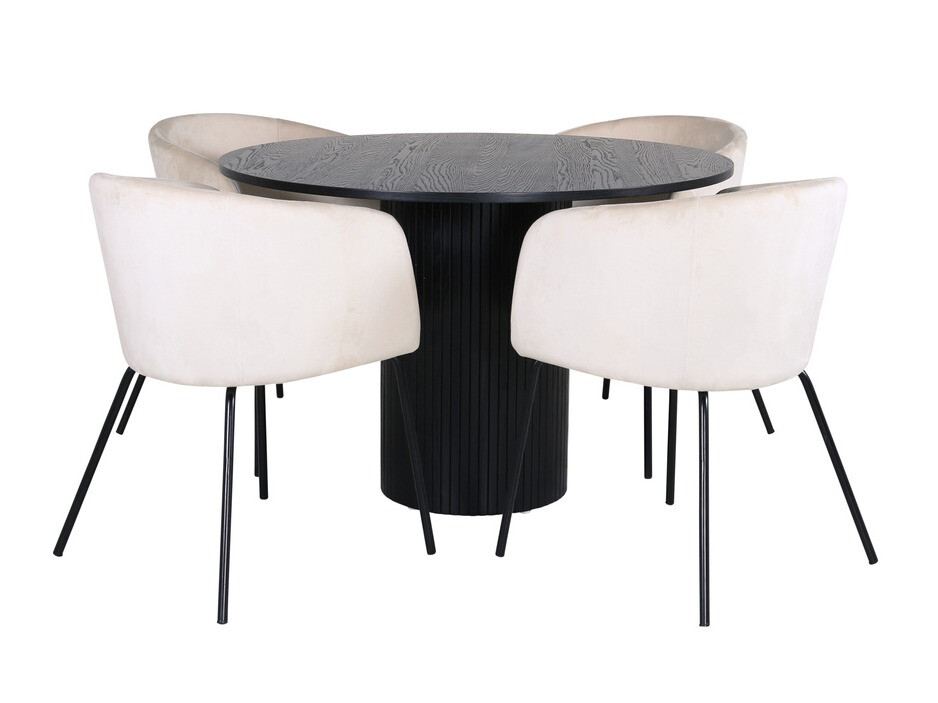 Conjunto de mesas y sillas para comedor Dallas 3103 (Crema + Negro)