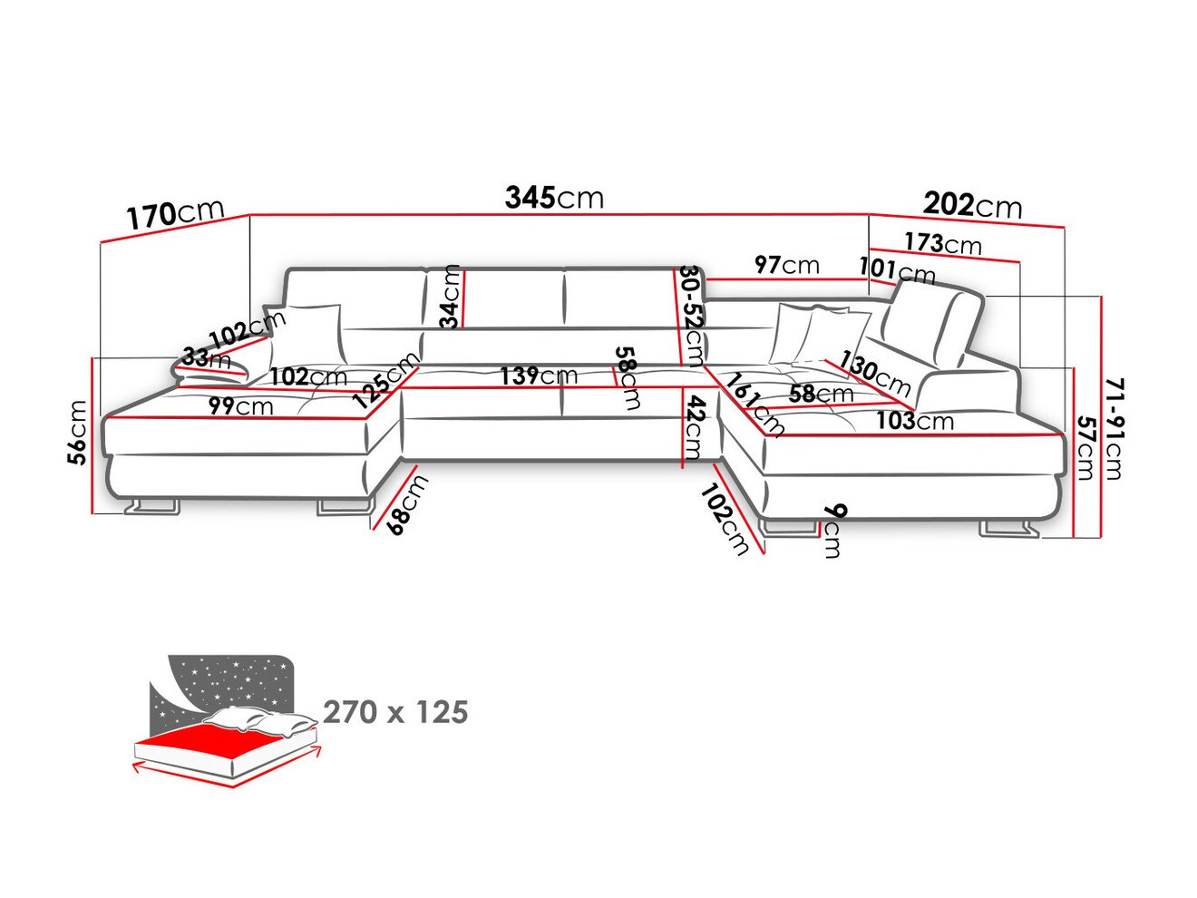 Sofá rinconero Comfivo Ruta IV (Soft 011 + Lux 06 + Soft 011)