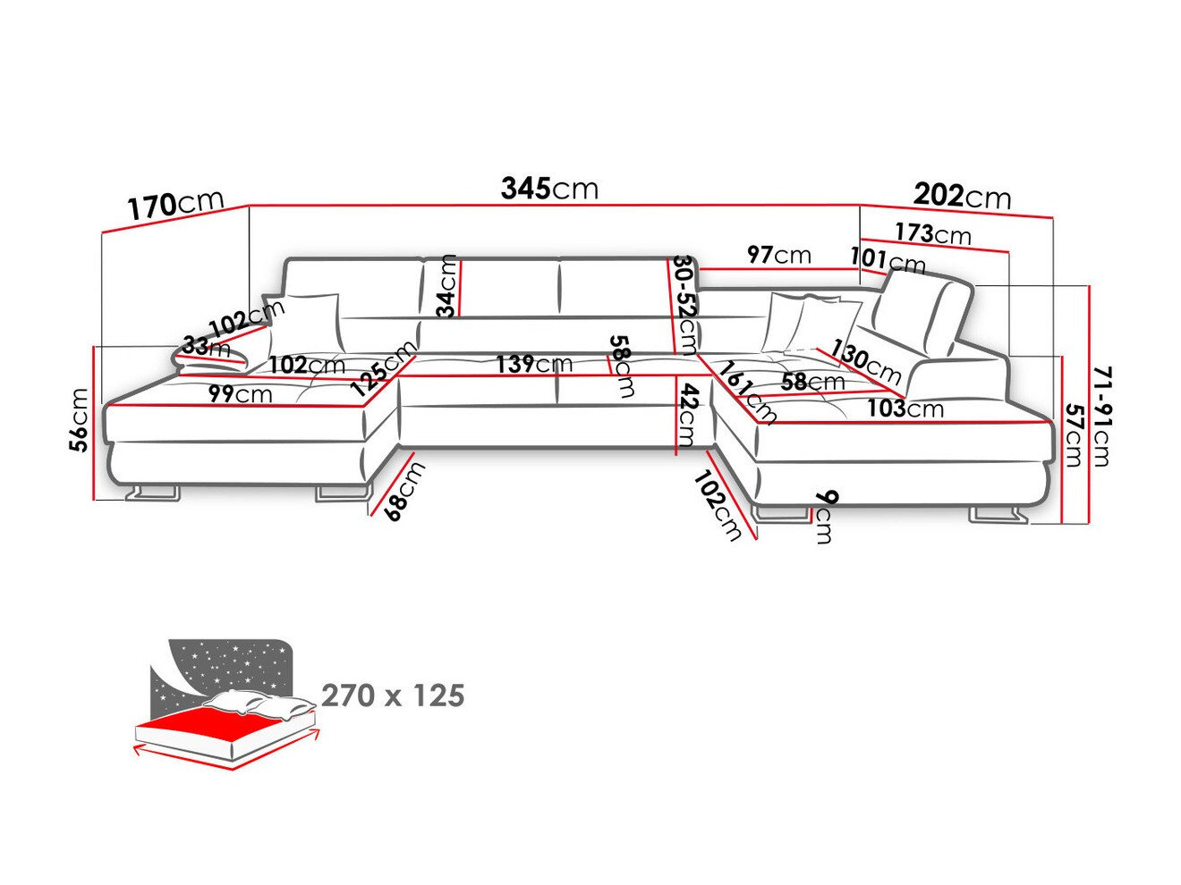 Sofá rinconero Comfivo Ruta IV (Soft 017 + Lux 06 + Soft 017)