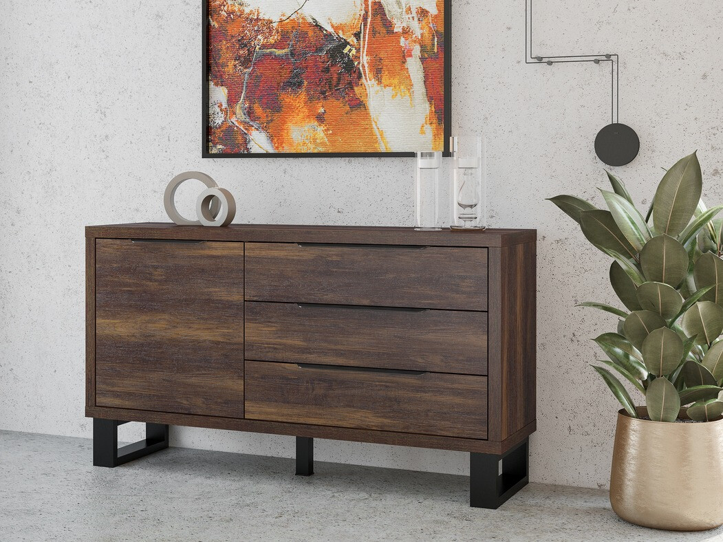 Cómoda Avicavu 109 (Roble oscuro + Negro)