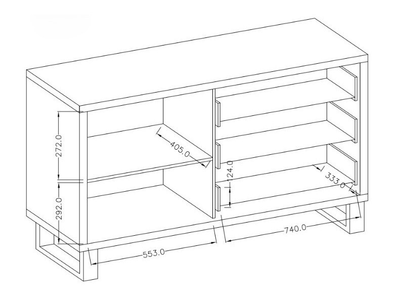 Cómoda Avicavu 109 (Roble oscuro + Negro)
