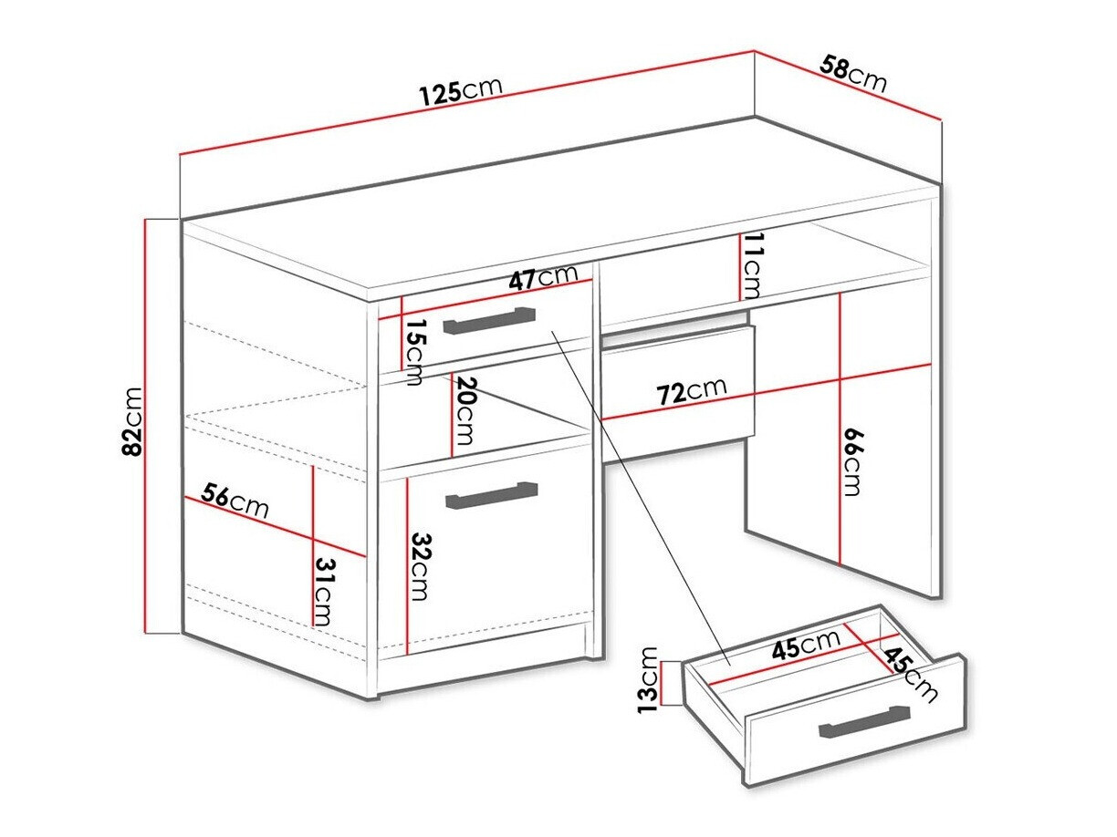 Mesa de oficina Rosa (Azul + Dorado)