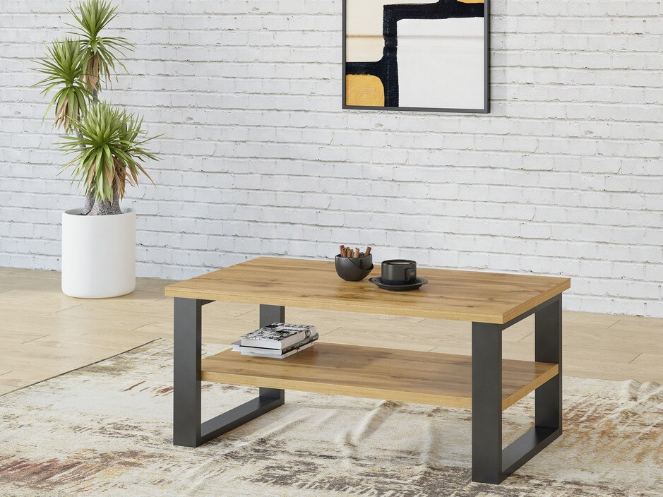 Mesa de centro Avicavu 110 (Roble wotan + Negro)