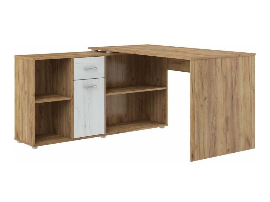 Mesa de ordenador esquinera Gilroy 113 (Craft roble + Arte blanco)